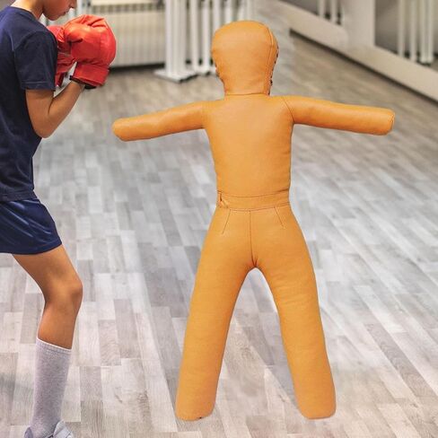 Grappling Dummy 130cm, Unfilled, Sturdy Mannequin Exercise Kickboxing Training Prop, Practical Punching Dummy PU, Yellow in Kuwait