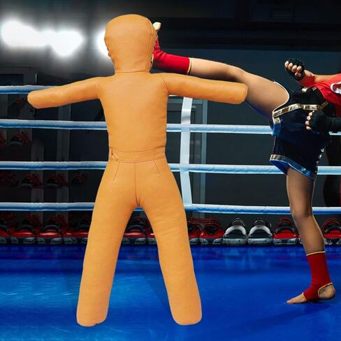 Grappling Dummy 130cm, Unfilled, Sturdy Mannequin Exercise Kickboxing Training Prop, Practical Punching Dummy PU, Yellow in Kuwait