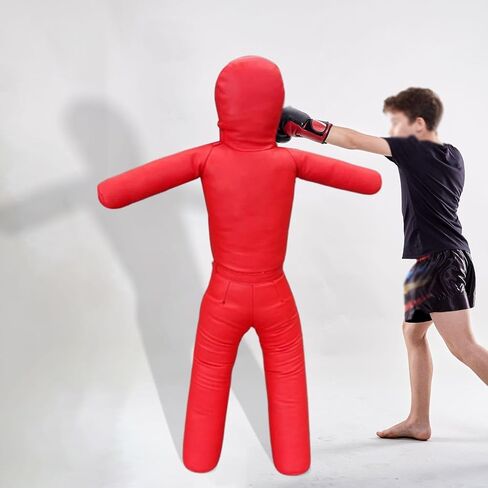 Grappling Dummy 130cm, Unfilled, Sturdy Mannequin Exercise Kickboxing Training Prop, Practical Punching Dummy PU, red in Kuwait