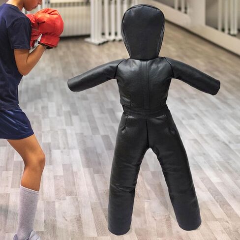 Grappling Dummy 130cm, Unfilled, Sturdy Mannequin Exercise Kickboxing Training Prop, Practical Punching Dummy PU, Black in Kuwait