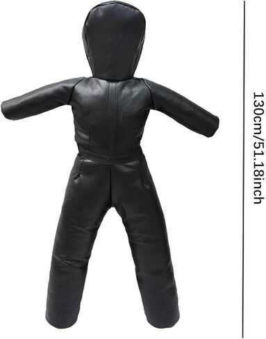 Grappling Dummy 130cm, Unfilled, Sturdy Mannequin Exercise Kickboxing Training Prop, Practical Punching Dummy PU, Black in Kuwait