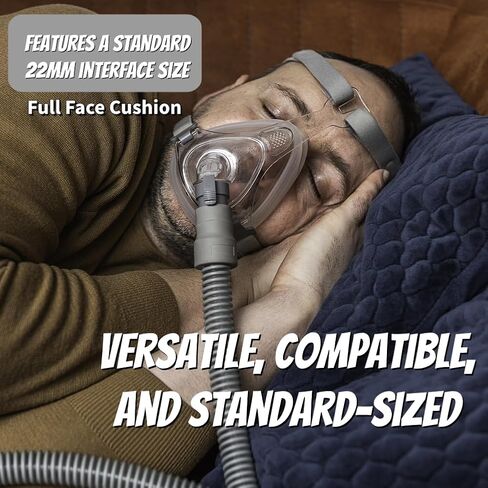 قناع CPAP لكامل الوجه، أقنعة CPAP المحدثة، أقنعة أنف ناعمة ومثالية من السيليكون مع غطاء رأس، مرفق/دوار ووسادة، مستلزمات CPAP مناسبة لنماذج مختلفة من الآلات (M) in Kuwait