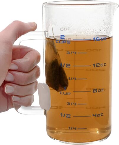 hBARSCI Industrial Beaker Mug, 500ml - Extra Heavy Duty 3.3 Borosilicate Glass - Tall Form, with Spout - Double Sided, Printed Graduations in Cups, Ounces & Milliliters in Saudi Arabia