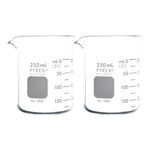PYREX Griffin Borosilicate Glass Beaker- Low Form Graduated Measuring Beaker with Spout – Premium Scientific Glassware, 50mL (Shelf Pack of 2) in Saudi Arabia
