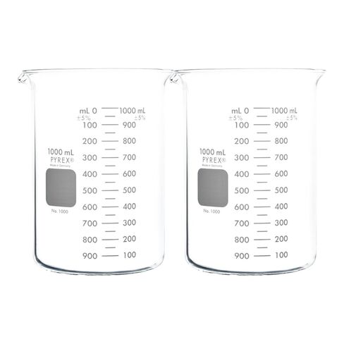 PYREX Griffin Borosilicate Glass Beaker- Low Form Graduated Measuring Beaker with Spout – Premium Scientific Glassware, 50mL (Shelf Pack of 2) in Saudi Arabia
