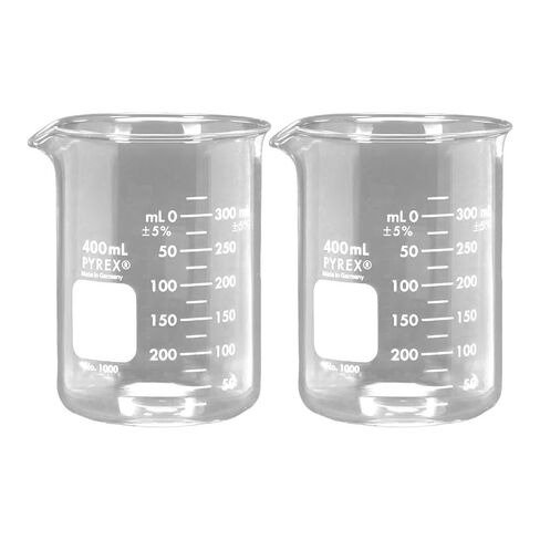 PYREX Griffin Borosilicate Glass Beaker- Low Form Graduated Measuring Beaker with Spout – Premium Scientific Glassware, 50mL (Shelf Pack of 2) in Saudi Arabia