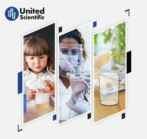 United Scientific™ Laboratory Grade Borosilicate Glass Beaker Set of 5 | 50mL, 100mL, 250mL, 600mL, 1000mL Beaker Sizes | Pack in Saudi Arabia
