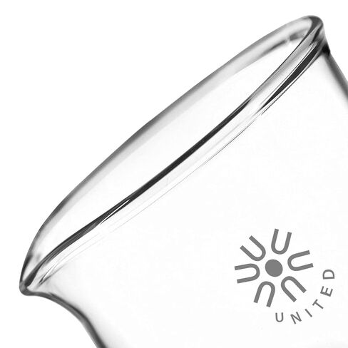 United Scientific™ Laboratory Grade Borosilicate Glass Beaker Set of 5 | 50mL, 100mL, 250mL, 600mL, 1000mL Beaker Sizes | Pack in Saudi Arabia