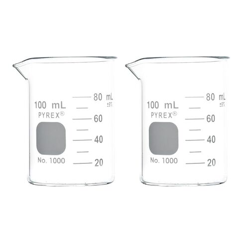 PYREX Griffin Borosilicate Glass Beaker- Low Form Graduated Measuring Beaker with Spout – Premium Scientific Glassware, 50mL (Shelf Pack of 2) in Saudi Arabia