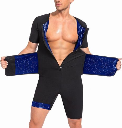 Sauna Suit for Men 3 in 1 Slimming Full Body Sauna Jumpsuit Mens Waist Trainer for Workout in Kuwait