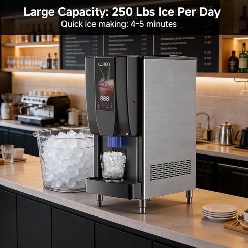 COTLIN Commercial Nugget Ice Maker, 250 lbs/Day Ice Machine with 7 lb Storage Bin, 3-in-1 Smart Modes, SECOP Compressor, Energy Efficient, ETL Certified, Ice Maker for Commercial and Home in Saudi Arabia