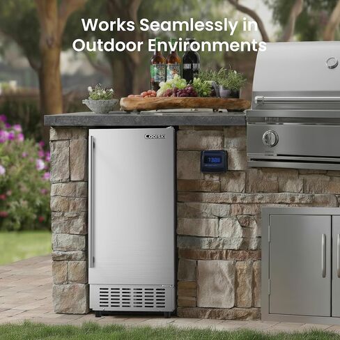 15" Under Counter Ice Maker Machine, 130 Lbs/Day with 30 LBS Storage Bin, Built-in Freestanding Stainless Steel Ice Maker with Auto-Cleaning, Smart LCD Panel, for Commercial & Home Outdoor Use in Kuwait