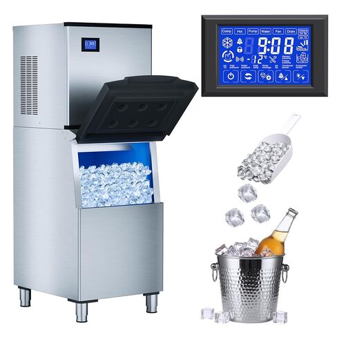 Commercial Ice Maker Machine 480LBS/24H, 360LBS Storage Bin, Ice Ready in 8-15 Mins, Self-Cleaning Mode, Freestanding Ice Maker, Stainless Steel Industrial Ice Machine for Restaurant/Bar/Cafe in Saudi Arabia