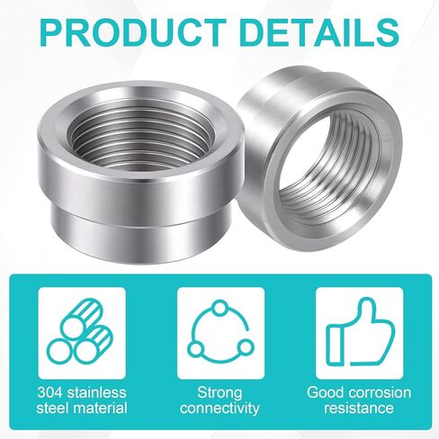 2 Pcs O2 Sensor Bung, M18x1.5 Weld Oxygen Spacer, Stainless Steel Sensor Adapter (Silver, 0.98x0.51x0.86 inch) in Kuwait