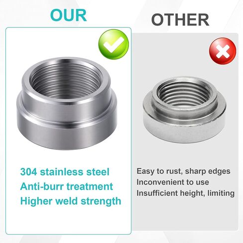 2 Pcs O2 Sensor Bung, M18x1.5 Weld Oxygen Spacer, Stainless Steel Sensor Adapter (Silver, 0.98x0.51x0.86 inch) in Kuwait