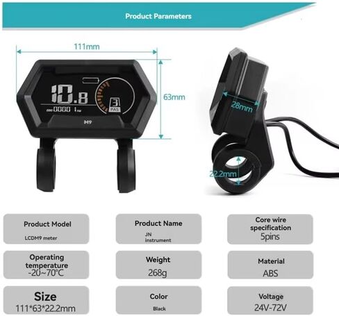M9 دراجة كهربائية شاشة LCD متر 24V-72V E سكوتر لوحة مع UART للدراجات الكهربائية الجبلية الثلج LCD عداد السرعة عداد المسافات مقاوم للماء 5PIN استبدال الدراجة الكمبيوتر مؤشر ذكي in Kuwait