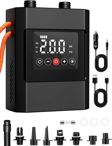مضخة لوح مجداف كهربائية AIRSURE 20PSI عالية الضغط، تعمل ببطارية قابلة لإعادة الشحن، مضخة هواء SUP كهربائية مع موصل سيارة 12 فولت تيار مستمر، مرحلة مزدوجة ذكية للوحة مجداف قابلة للنفخ، قوارب الكاياك والقوارب in Saudi Arabia