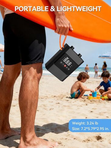 مضخة لوح مجداف كهربائية AIRSURE 20PSI عالية الضغط، تعمل ببطارية قابلة لإعادة الشحن، مضخة هواء SUP كهربائية مع موصل سيارة 12 فولت تيار مستمر، مرحلة مزدوجة ذكية للوحة مجداف قابلة للنفخ، قوارب الكاياك والقوارب in Saudi Arabia