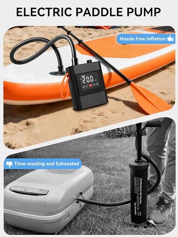 مضخة لوح مجداف كهربائية AIRSURE 20PSI عالية الضغط، تعمل ببطارية قابلة لإعادة الشحن، مضخة هواء SUP كهربائية مع موصل سيارة 12 فولت تيار مستمر، مرحلة مزدوجة ذكية للوحة مجداف قابلة للنفخ، قوارب الكاياك والقوارب in Saudi Arabia
