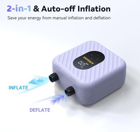 مضخة لوح مجداف قابلة لإعادة الشحن من AIRBANK، مضخة SUP كهربائية، بطارية 38.5 وات في الساعة، 20 رطل لكل بوصة مربعة، نفخ سهل ومضخة هواء خفيفة الوزن ذات ضغط عالي مزدوج المرحلة لقوارب الكاياك وأجنحة الطائرات الورقية والقوارب القابلة للنفخ in Kuwait