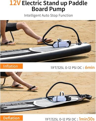 22PSI Electric SUP Pump, 12V DC Car Powered Paddle Board Pump with Accurate LCD Gauge & Reliable Auto-Off, Dual Stage Inflation for Paddleboards, Boats, Kayaks, Air Mattresses & Inflatables in Saudi Arabia