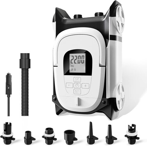 22PSI Electric SUP Pump, 12V DC Car Powered Paddle Board Pump with Accurate LCD Gauge & Reliable Auto-Off, Dual Stage Inflation for Paddleboards, Boats, Kayaks, Air Mattresses & Inflatables in Saudi Arabia