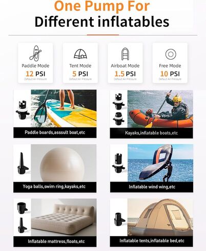 22PSI Electric SUP Pump, 12V DC Car Powered Paddle Board Pump with Accurate LCD Gauge & Reliable Auto-Off, Dual Stage Inflation for Paddleboards, Boats, Kayaks, Air Mattresses & Inflatables in Saudi Arabia