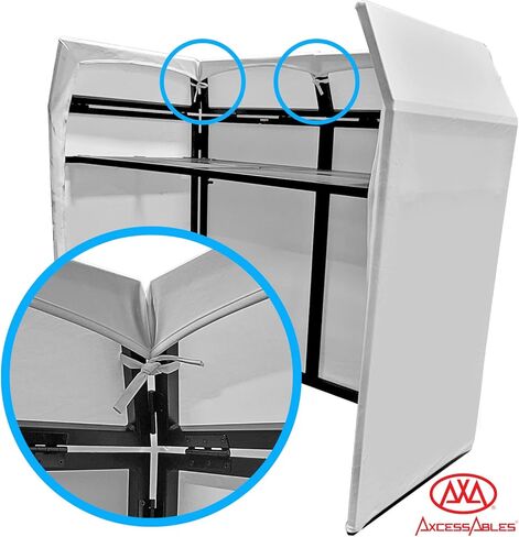 AxcessAbles DJ BOOTH XL 58" wide x 29" deep DJ Facade Table | Portable Extra Wide DJ Table Booth with Black and White Scrims, Carry Cases | Large DJ Controller Stand | Music Mixer Stand in Kuwait