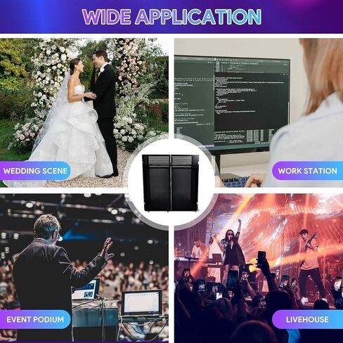 2026 Upgraded DJ Booth with Wheels, 44x20x50Inch DJ Facade with Replaceable White and Black Scrims, Foldable Portable Design DJ Table Stand with Carry Bag, for Party, Event, Wedding in Kuwait