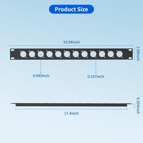 XLR Patch Panel XLR Patchbay 1U D Series Rack Panel 12 Connectors Punch-Out Component Panels Audio Rack Mount Panels for 19 in Sound,Mixer,Speakers,AV,Computer,XLR,HDMI Equipment Racks (1U12D) (1) in Kuwait