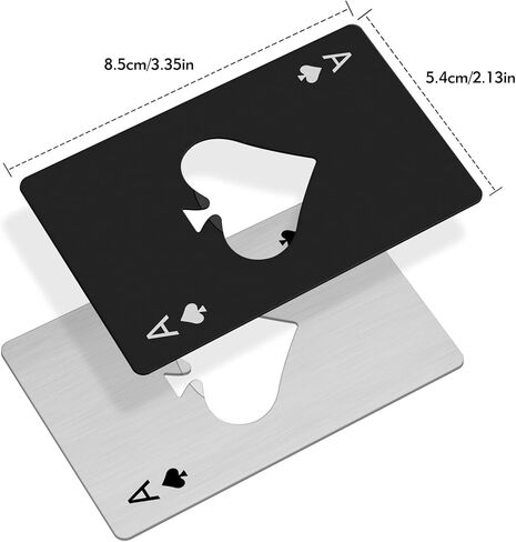 6PCS Poker Card Bottle Openers, Stainless Steel Credit Card Size Beer Bottle Opener - 3 Black & 3 Silver Poker Themed Cap Openers (Ace of Spades Design) in Saudi Arabia