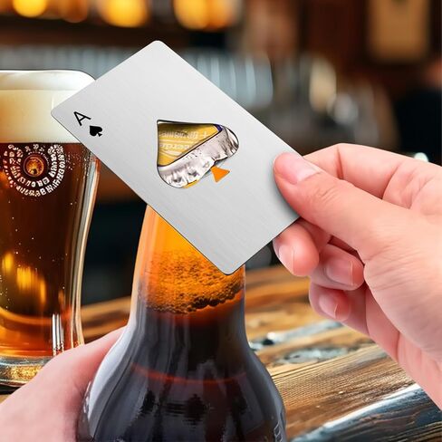 6PCS Poker Card Bottle Openers, Stainless Steel Credit Card Size Beer Bottle Opener - 3 Black & 3 Silver Poker Themed Cap Openers (Ace of Spades Design) in Saudi Arabia