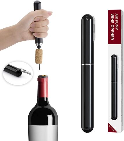 Wine Bottle Opener, IPEROT Air Pressure Wine Corkscrew With Cutting Wine Bottle Foil Knife, Effortlessly Open Wine Bottles Without Damaging Corks, Easy-to-Use(Black) in Kuwait