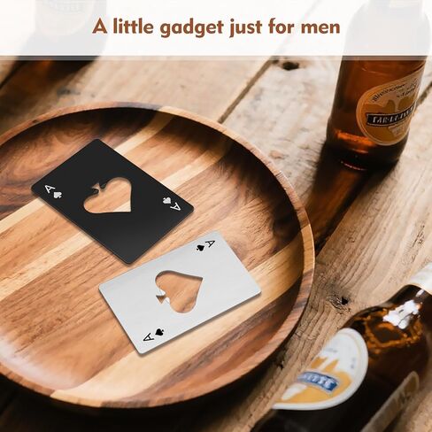 6PCS Poker Card Bottle Openers, Stainless Steel Credit Card Size Beer Bottle Opener - 3 Black & 3 Silver Poker Themed Cap Openers (Ace of Spades Design) in Saudi Arabia