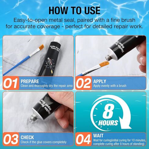 لاصق إصلاح مرن ومتين مع فرشاة، مجموعة غراء النيوبرين للأحذية المطاطية، الخواضون، ملابس السباحة القابلة للنفخ البلاستيكية ومعدات الهواء الطلق، مانع التسرب المرن المقاوم للماء، سريع الجفاف in Kuwait