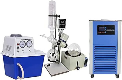 2L Rotary Evaporator Kit with Vacuum Pump & 5L Chiller - High-Efficiency Lab Distillation Equipment for Solvent Removal, 110V Essential for Chemical Processing in Kuwait