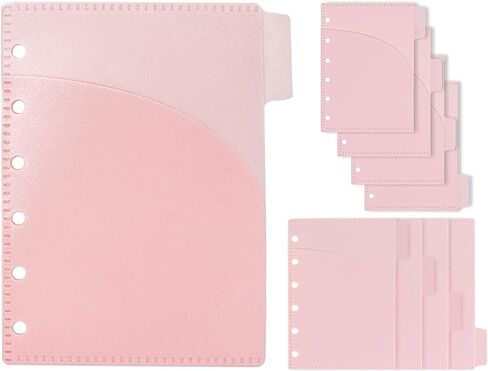 NatsumeBasics 8pcs أسود A7 Binder Pocket Dividers 4 علامات التبويب Mini Planner إدراج الأظرف النقدية PP لـ 6 مستلزمات ملحقات الموازنة (الأسود 3.5 ") in Kuwait