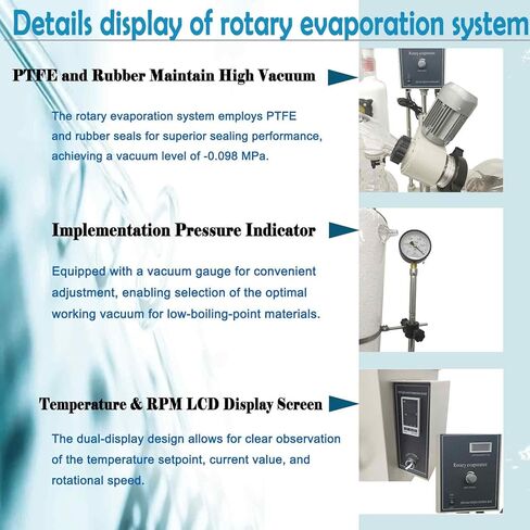 Rotary Evaporator 10L, Manual Lifting Lab Evaporator, 110V Rotavapor with Digital Display for Essential Oil Extraction, Solvent Recovery, Chemical Distillation Lab Equipment in Saudi Arabia
