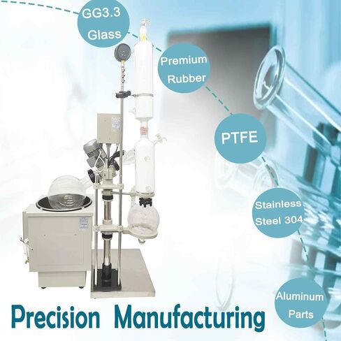 Rotary Evaporator 10L, Manual Lifting Lab Evaporator, 110V Rotavapor with Digital Display for Essential Oil Extraction, Solvent Recovery, Chemical Distillation Lab Equipment in Saudi Arabia