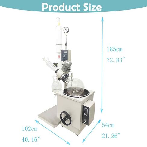 Rotary Evaporator 10L, Manual Lifting Lab Evaporator, 110V Rotavapor with Digital Display for Essential Oil Extraction, Solvent Recovery, Chemical Distillation Lab Equipment in Saudi Arabia