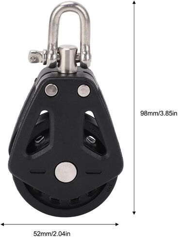 Nylon Marine Pulley Stainless Steel Swivel Single Bearing Block for Boats, Kayaks & Sailing Hardware (52x98mm, Black) Sailing Accessory‌ in Kuwait