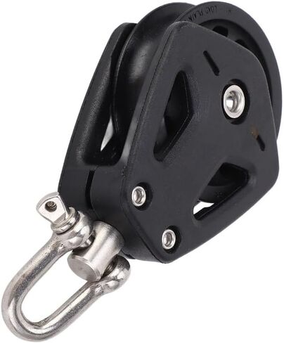 Nylon Marine Pulley Stainless Steel Swivel Single Bearing Block for Boats, Kayaks & Sailing Hardware (52x98mm, Black) Sailing Accessory‌ in Kuwait