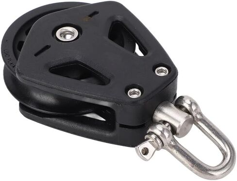 Nylon Marine Pulley Stainless Steel Swivel Single Bearing Block for Boats, Kayaks & Sailing Hardware (52x98mm, Black) Sailing Accessory‌ in Kuwait