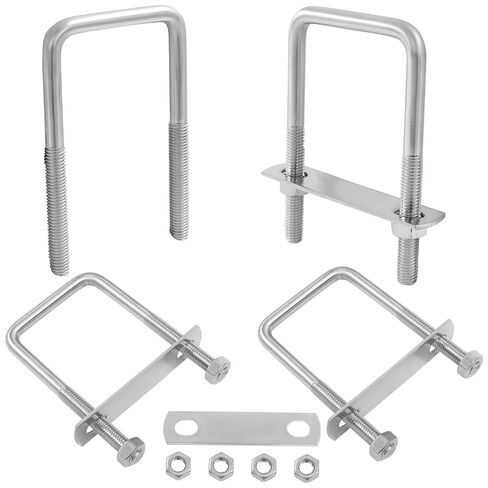 2 Sets M8 Square U-Bolts, Zinc Plated U Bolts with Nuts Carbon Steel Plate, Washers for Construction(2, M8 x 50mm x 100mm) in Saudi Arabia