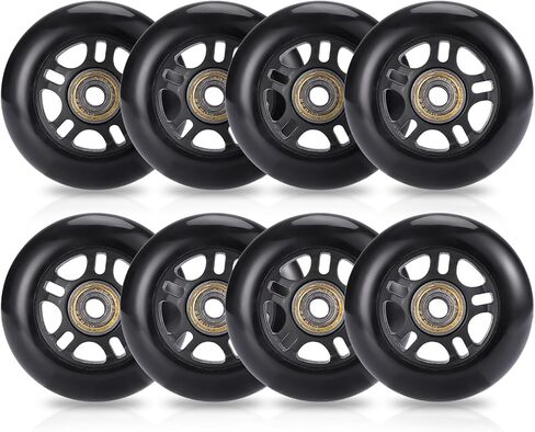 Inline Skate Wheels - 8-Pack 85A Hardness Roller Skate Wheels with ABEC-7 Bearings (72mm, 76mm, 80mm x 24mm) - High Rebound PU Outdoor/Indoor Skate Wheels for Speed, Grip & Durability in Saudi Arabia