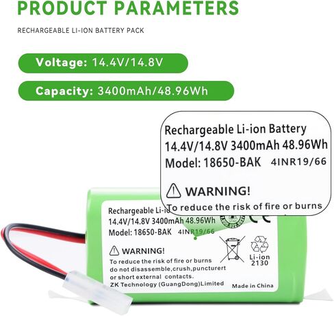 3400mAh Vacuum Cleaner Battery Replacement for Xiaomi MI G1 MI-G1, Mop Essential G1 MJSTG1, SKV4136GL, Panasonic MC-WRC53, for Phicomm X3, for PUPPYOO R30 R30 Pro R35, for Flyco FC9601 FC9602 Robotic in Saudi Arabia