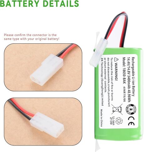 3400mAh Vacuum Cleaner Battery Replacement for Xiaomi MI G1 MI-G1, Mop Essential G1 MJSTG1, SKV4136GL, Panasonic MC-WRC53, for Phicomm X3, for PUPPYOO R30 R30 Pro R35, for Flyco FC9601 FC9602 Robotic in Saudi Arabia