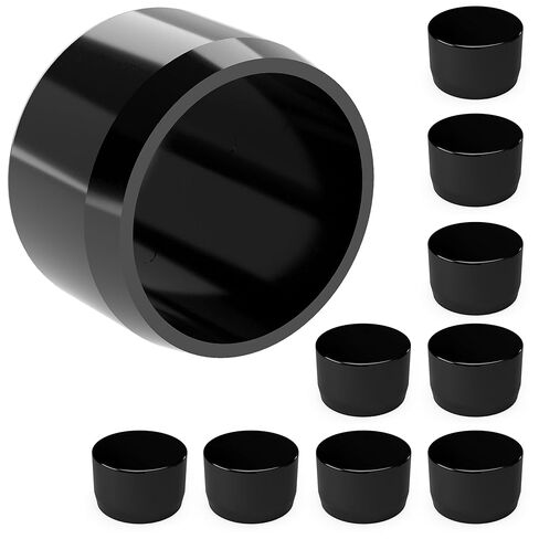 FORMUFIT F112EEC-BK-10 1-1/2" Furniture Grade External Flat End Cap in Black, 1.9" ID, PVC (Pack of 10) in Kuwait