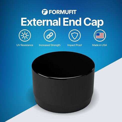 FORMUFIT F112EEC-BK-10 1-1/2" Furniture Grade External Flat End Cap in Black, 1.9" ID, PVC (Pack of 10) in Kuwait