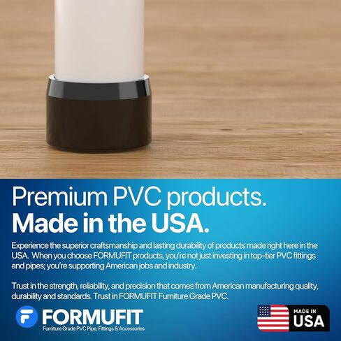 FORMUFIT F112EEC-BK-10 1-1/2" Furniture Grade External Flat End Cap in Black, 1.9" ID, PVC (Pack of 10) in Kuwait